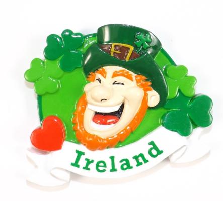 RM08 Leprechaun Head Ireland Heart Fridge Magnet